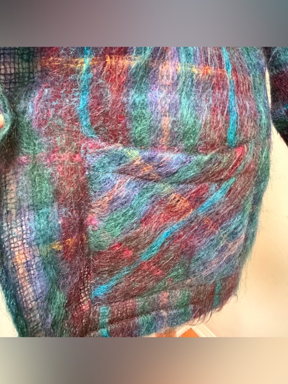 Helene Sidel Vintage 80’s Plaid Mohair/Wool Jacket Size S Oversized Pockets - Picture 3 of 9